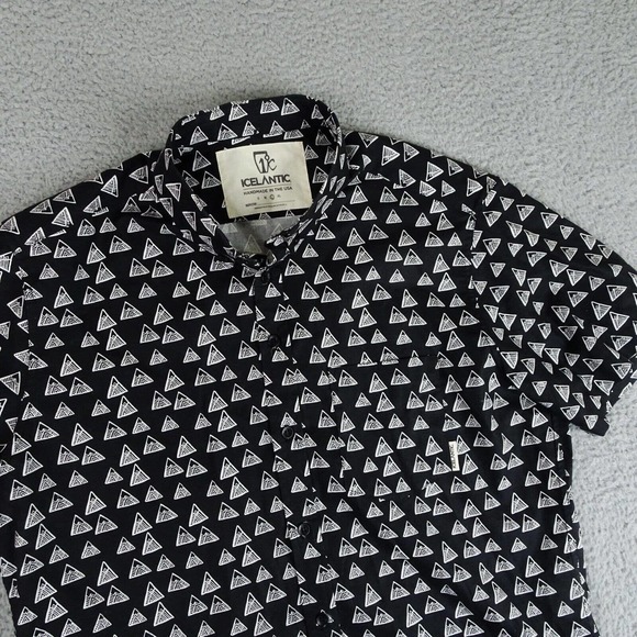 Icelantic Skis Shirt Men's Large Black and White Button-Up Hand Made in the USA - Picture 2 of 10